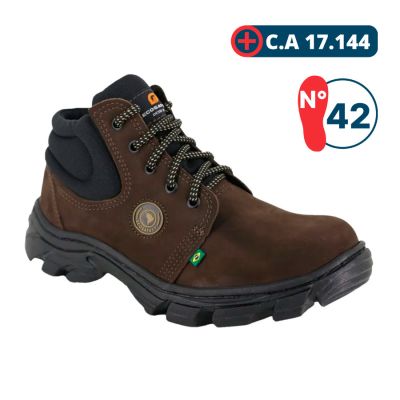Botina De Seguranca Nobuck C/ Cardaco Marrom Cafe Nº42 Ecosafety (ca 17144)