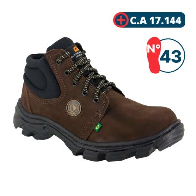 Botina De Seguranca Nobuck C/ Cardaco Marrom Cafe Nº43 Ecosafety (ca 17144)
