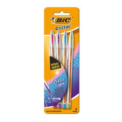 Caneta Esferografica Cristal Fashion Fina 0.8mm 530008 Bls C/4 Bic