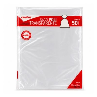 Saco Plastico Polipropileno Transparente 30 X 44cm C/ 50 Cromus