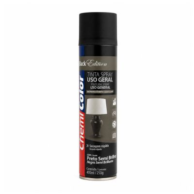Tinta Spray Uso Geral 400ml Preto Semi Brilho Chermicolor