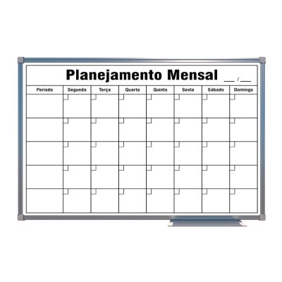 Quadro Branco Planejamento Mensal 60 X 90 Aluminio Standard 1135 Souza