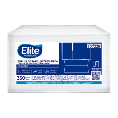 Papel Toalha Interfolhado Branco Classic 350 Folhas Elite Professional