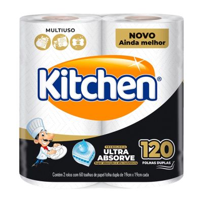 Papel Toalha 20,5 X 19cm C/ 2 Rolos Kitchen