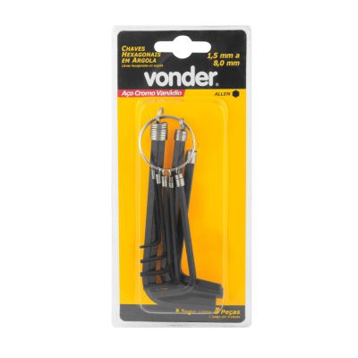 Jogo Chave Allen C/ Argola 1,5mm A 0,8mm C/8 Vonder