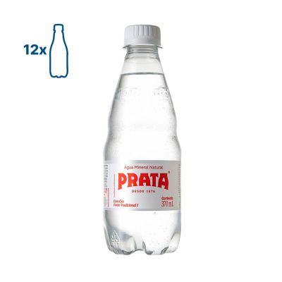 Agua Mineral Com Gas 370ml C/ 12 Garrafas Prata Leve