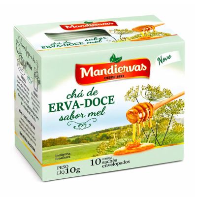 Cha Erva Doce C/ Mel C/ 10 Saquinhos Envelopados 10g Mandiervas