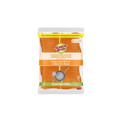 Esponja Multiuso Nao Risca Laranja C/4un Scotch Brite