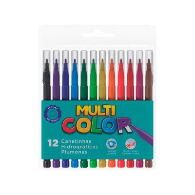 Canetinha Hidrografica 12 Cores Multicolor