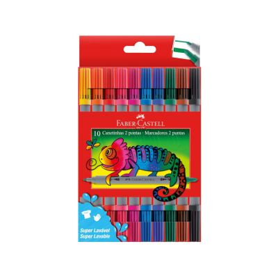 Canetinha Hidrografica 2 Pontas 10 Cores Faber-castell