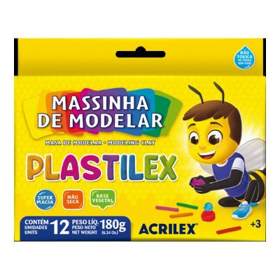 Massa De Modelar C/12 Cores Plastilex Acrilex